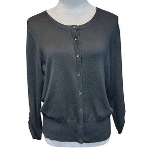 Cato Womens Black Cardigan Sweater Plus Size 14/16W Ruched Sleeves Polished NEW